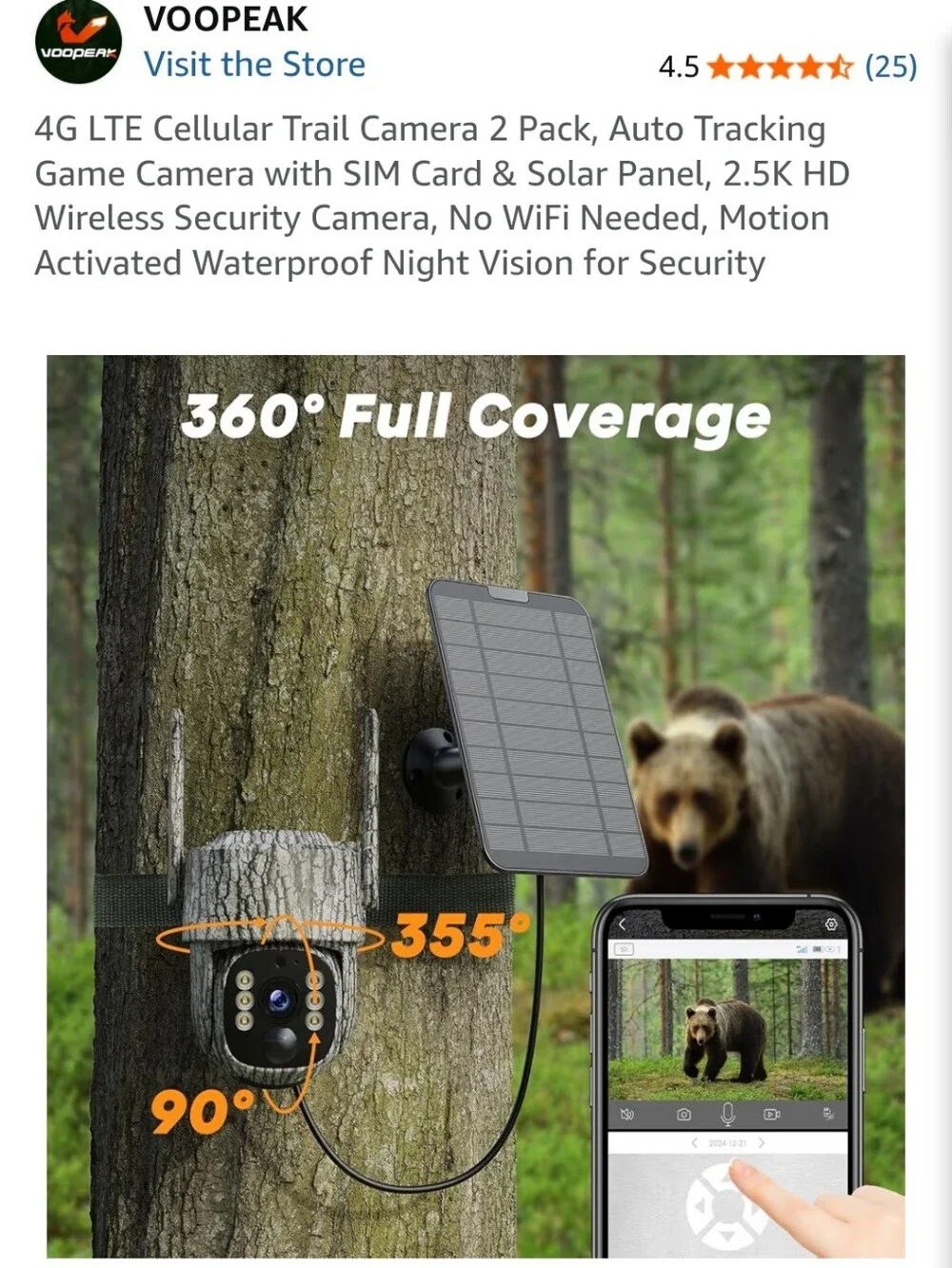 2-Pack Solar Trail Security Cameras in Tree Bark Camouflage